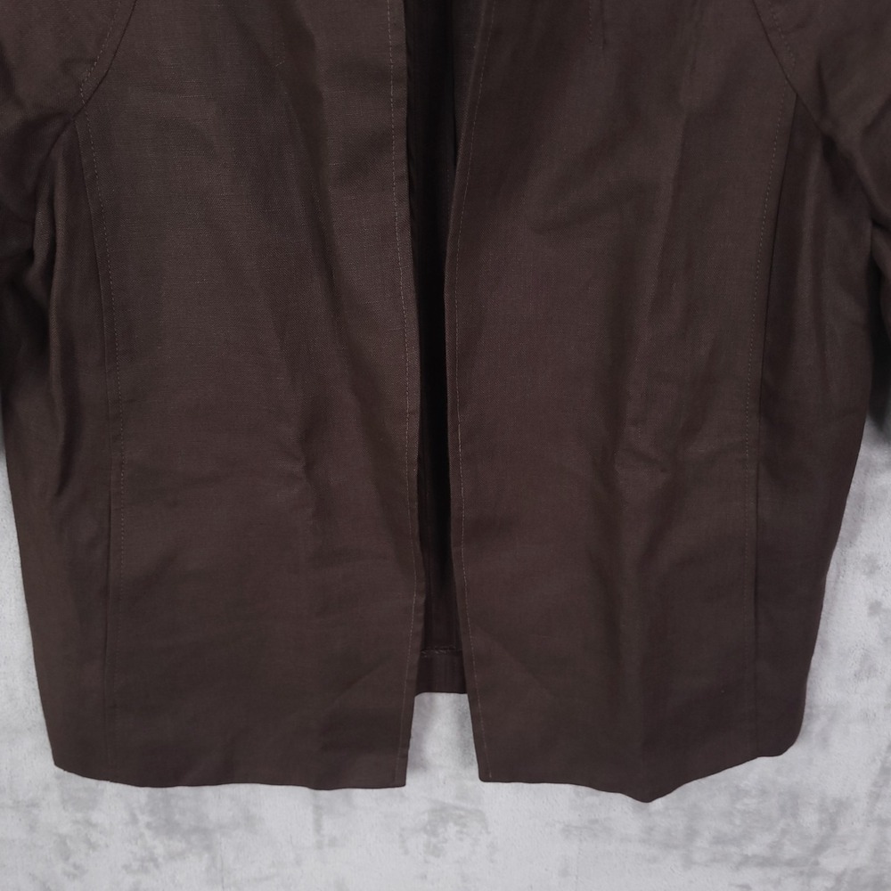 Talbots Pure Irish Linen Open Jacket Plus Size 1X Preppy Pockets Brown Pockets - Picture 4 of 12